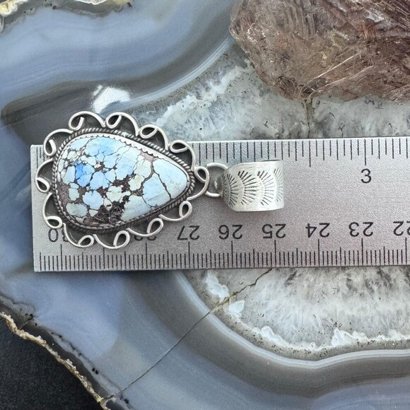 Sterling Southwestern Style Teardrop High Grade Golden Hill Turquoise Pendant #1 - Picture 10 of 10
